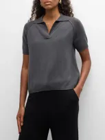 Tse Cashmere Cashmere Raglan-sleeve Polo Shirt In Granite