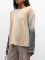 Tse Cashmere Ombre Lurex-cashmere Tunic Sweater In Creme Grey Combo