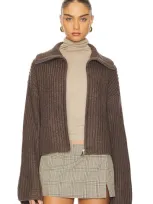 Tularosa Patrizia Zip Sweater In Brown