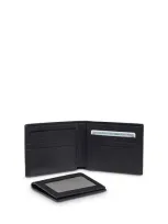 Tumi Nassau Slg Global Leather Embossed Removable Passcase Wallet In Black Embossed