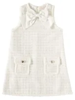 Tutu Du Monde Kids' Aubazine Bow-detail Lamé Bouclé Dress In White