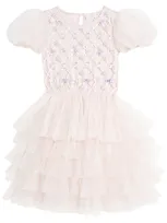 Tutu Du Monde Kids' Floral Lattice Embellished Tulle Dress In Pink