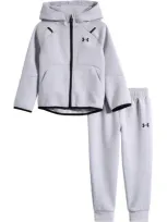 Under Armour Kids' Ua Unstoppable Performance Zip Hoodie & Joggeers Set In Mod Gray