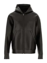 Valentino Garavani Black Leather Jacket In Nero