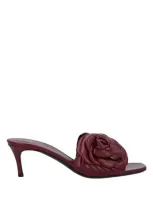 Valentino Garavani Woman Sandals Burgundy Size 8 Soft Leather In Red