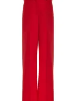 Valentino Wool-silk Straight-leg Pants In Red