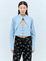 Vivienne Westwood Cut Off Heart Shirt In Blue