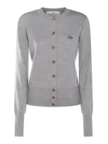 Vivienne Westwood Orb Embroidered Buttoned Cardigan In Grau