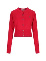 Vivienne Westwood Orb Embroidered Cropped Cardigan In Red