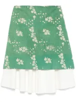 Wales Bonner Green Floral-print Skirt