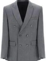 Wardrobe.nyc Blazer Doppiopetto In Flanella In Gray