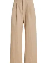 Wardrobe.nyc Pleated Cotton-blend Drill Chino Pants In Khaki