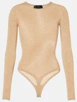 Wardrobe.nyc Wardrobe. Nyc X Rhw Web Wool-blend Bodysuit In Beige