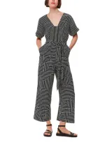 Whistles Angled Stripe Jumpsuit In Black/white