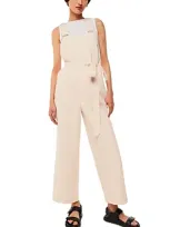 Whistles Womens Cream Blake Sleeveless Cotton Dungarees