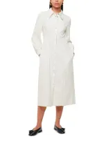 Whistles Womens Cream Harlowe Shirred-waist Long-sleeve Denim Midi Dress In Ivory