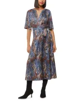 Whistles Womens Multi-coloured Marlow Snakeskin-print Woven Midi Dress In Blue/mulit