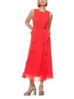 Whistles Nellie Frill Detail Midi Dress In Red