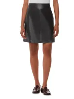 Whistles Petite Leather A Line Skirt In Black