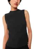 Whistles Plisse Sleeveless Top In Black