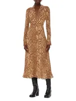 Whistles Serpent Print Midi Dress In Snake Print