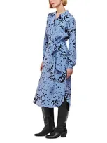 Whistles Smudged Spot Shirt Dress In Blue/multi