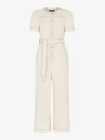 Whistles Womens Cream Alana Short-sleeved Denim Jumpsuit In Ivory