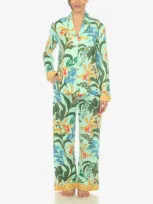 White Mark Women's 2 Pc. Wildflower Print Pajama Set In Mint