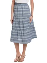 Yal New York Stripe Tear Skirt In Blue