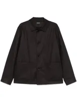 Zegna Wool Shirt Jacket In Brown