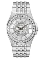 Bulova Phantom Quartz Crystal Silver Pave Dial Mens Watch 96a236 In Silver Tone