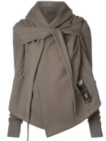 Rick Owens Drkshdw Cropped Wrap Hoodie In Grey