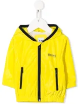 Hugo Boss Babies' Logo Print Hooded Jacket In Yellow