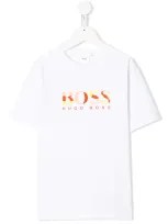 Hugo Boss Kids' Crew Neck Logo Printed T-shirt In White