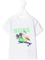 Hugo Boss Babies' Skatebird-print T-shirt In White