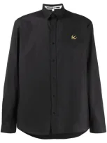 Mcq By Alexander Mcqueen Bird Embroidered Cotton Shirt In Black