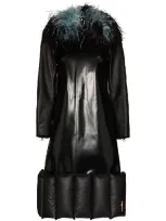 Duran Lantink Feather-collar Shift Dress In Black