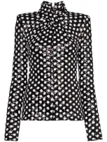 Richard Quinn Twisted Polka Dot Sequin Top In Black