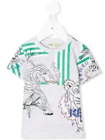 Kenzo Babies' Jungle Print T-shirt In Grey