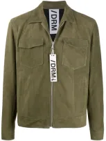 Drome Suede Shirt Jacket In Green