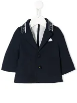 Hugo Boss Babies' Logo Band Single-breasted Blazer In Blue