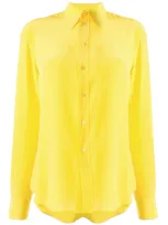 Ralph Lauren Silk Pointed Collar Shirt In Yellow