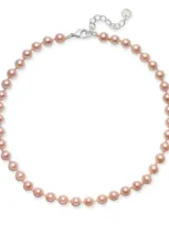 Charter Club Silver-tone Pink Imitation Pearl (8mm) Collar Necklace, Created For Macy's