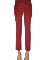 True Royal Velvet Chino Trousers In Red