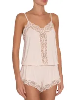 Eberjey Marry Me Dreamer Teddy With Scalloped Lace In Blush