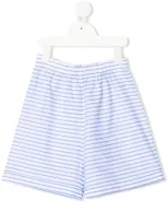 Brunello Cucinelli Teen Rear Logo Pinstripe Shorts In White