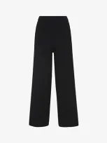 Whistles Womens Black Knitted Wide-leg Trousers 16 In Navy