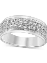 Macy's Men's Diamond Double Row Ring (1 Ct. T.w.) In 10k White Gold