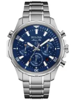 Bulova Men's Chronograph Marine Star Stainless Steel Bracelet Watch 43mm In Silver