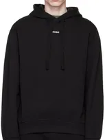 Hugo Black Drawstring Hoodie In Black 001